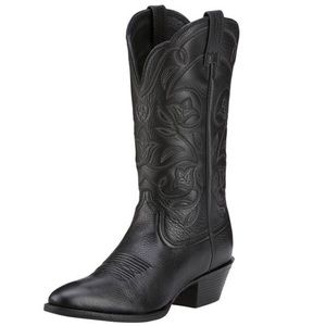 Black cowboy boots heritage R toed western boot